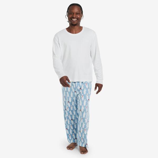 The Company Store Company Cotton Printed Men s Large Blue White Pajama Set 60020O L BLUE WHITE The Home Depot