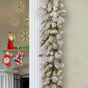 9 ft. Snowy Sheffield Spruce Artificial Christmas Garland with Twinkly LED Lights