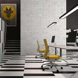 Infinitum Encaustic Black and White 9 in. x 35 in. 9mm Matte Porcelain Floor and Wall Tile (9-Piece/18.18 sq. ft. /Box)
