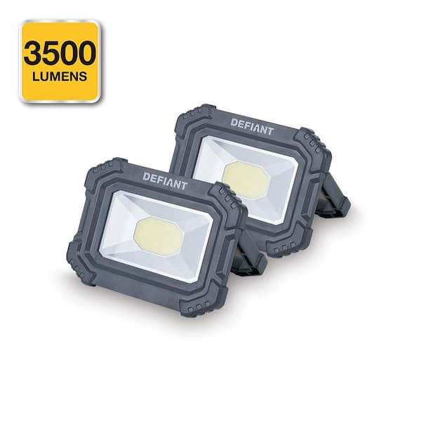 Defiant 2-Pack 3500 Lumens Rechargeable Magnetic Utility Light With Power Bank
