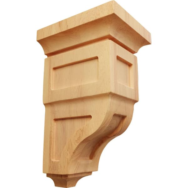 Ekena Millwork 4 in. x 8 in. x 4-3/4 in. Red Oak Small Reyes Wood Corbel