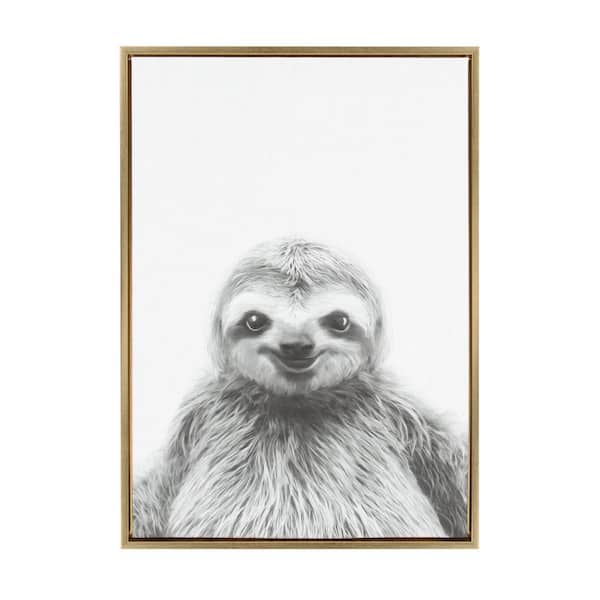 Kate and Laurel 33 in. x 23 in. "Sloth" by Tai Prints Framed Canvas Wall Art