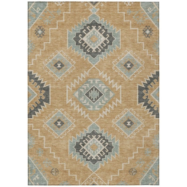 Chantille Machine Washable Indoor/Outdoor Abstract ACN3011 Gold 5 ft. x 7 ft. 6 in. Area Rug