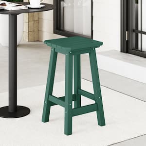 Laguna 24 in. HDPE Plastic All Weather Square Seat Backless Counter Height Outdoor Bar Stool in Dark Green