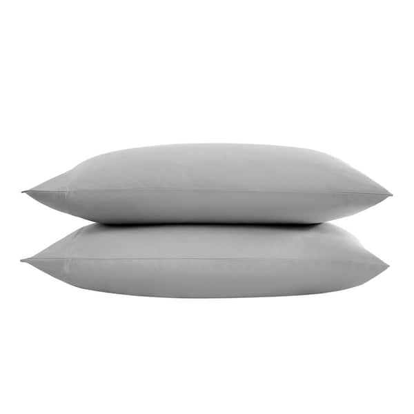VERA WANG Solid 800-Thread Count 2-Piece Gray Sateen Cotton Blend Queen Pillowcase Pair