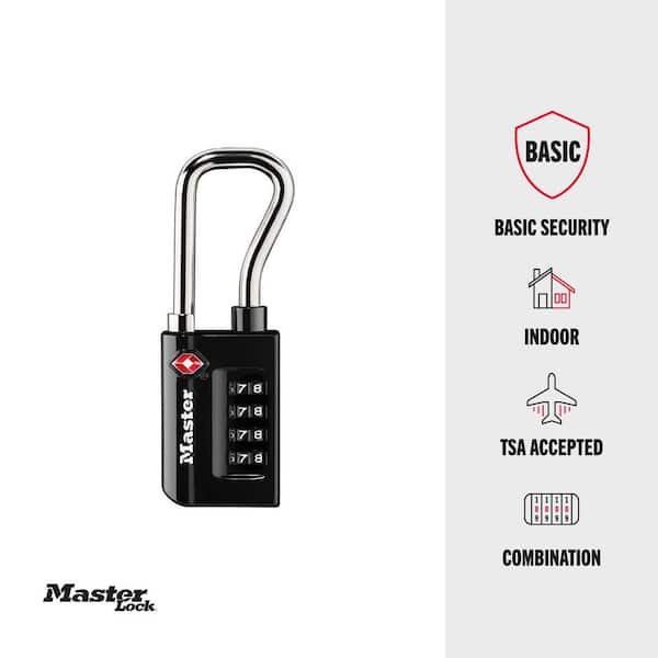 TSA Approved Combination Luggage Lock, Resettable, Extended Shackle