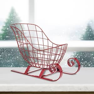Red Santa Sleigh Wire Basket