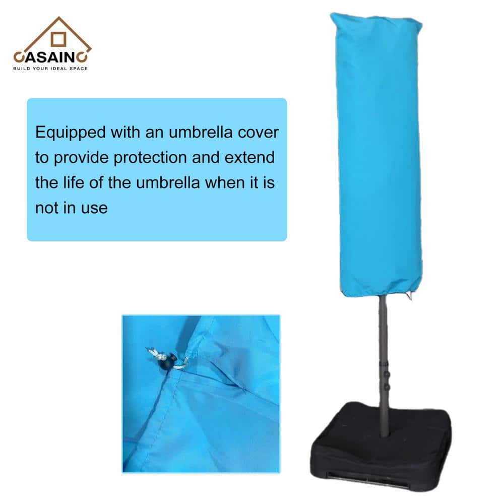 Turquoise Steel Double-Sided Market Umbrella with Stand, 15ft