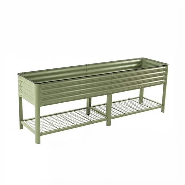 Elevated Garden Bed V Series 2 ft. x 8 ft. without Wheels Outdoor Metal Planter Box for Vegetables Flower Olive Green