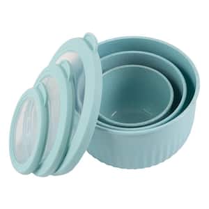 Teal 3-Piece Nesting Mixing Bowls with Lids Set