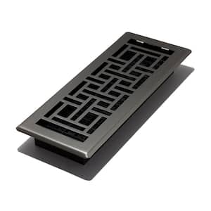 Grille De Ventilation Au Sol 2" X 12" Design Oriental Nickel Brossé - Acier, Neuve