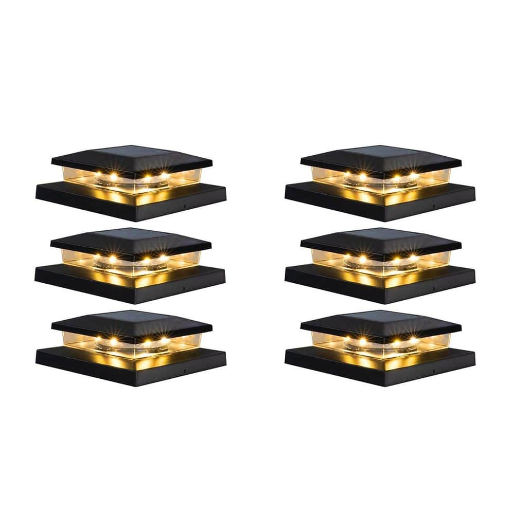 6 Pack Durable Plastic Solar Powered Outdoor Post Cap Lights Waterproof Warm White for Garden Patio Porch price history on PriceWatchPro