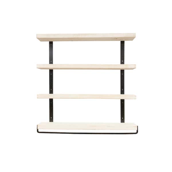 Del Hutson Designs 36 in. White Quartette Jet Tiered Shelf with Towel