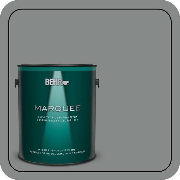 BEHR MARQUEE 1 gal. #N460-5 Slate Rock One-Coat Hide Semi-Gloss Enamel Interior Paint & Primer