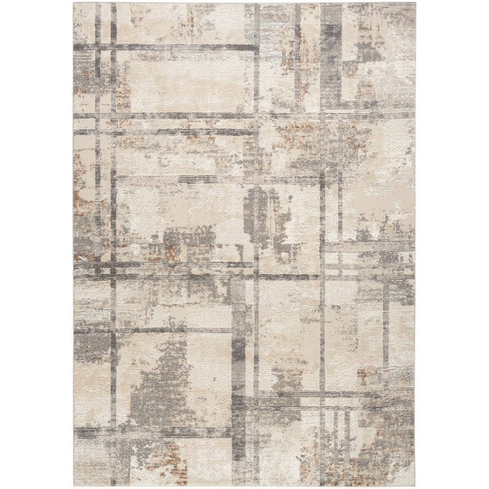 Nourison Eco-Friendly Ivory Multicolor 5 ft. x 7 ft. Abstract Contemporary Area Rug