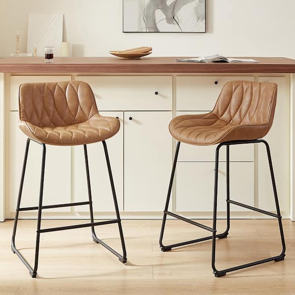 Light brown deals leather counter stools