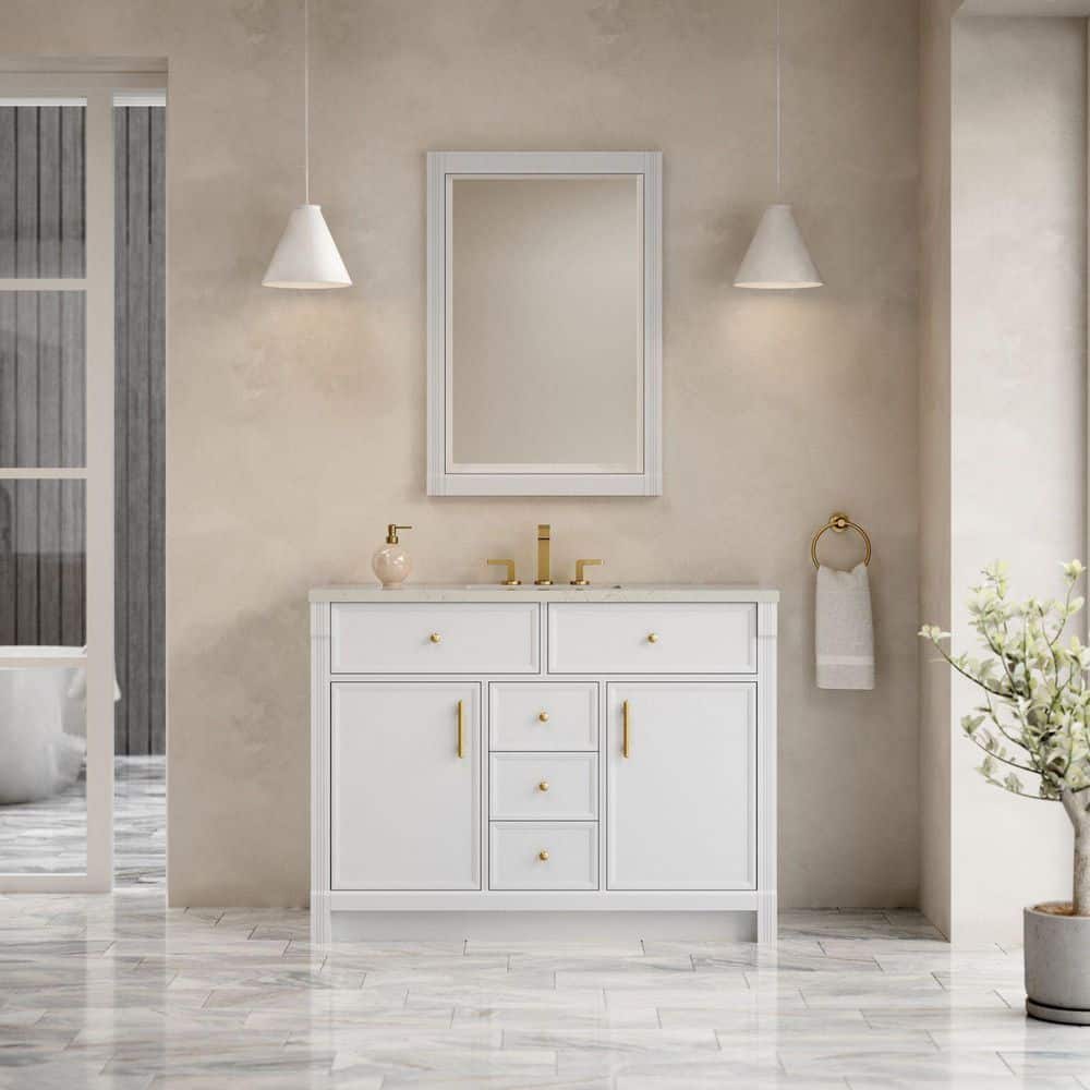 Bellshire 48.0 in. Single Bath Vanity in Bright White with Siberian Quartz Top price history on PriceWatchPro
