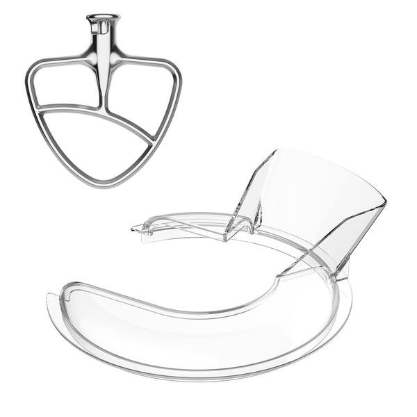 Fgreeble Pouring Shield for KitchenAid Stand Mixer, with Stainless Steel Paddle Attachment for Kitchenaid Mixer