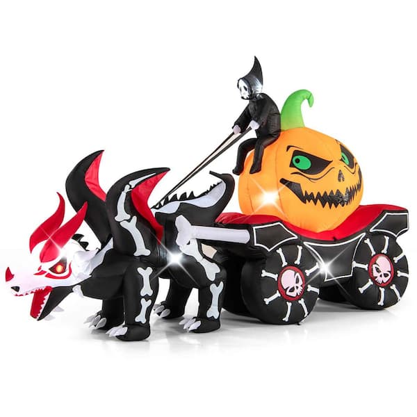 9 ft. Long Halloween Inflatable Decoration Grim Reaper Driving Pumpkin Carriage