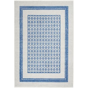 Whimsicle Ivory Blue 5 ft. x 7 ft. Geometric Contemporary Area Rug