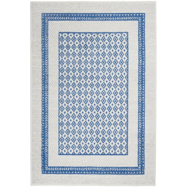 Nourison Whimsicle Ivory Blue 5 ft. x 7 ft. Geometric Contemporary Area Rug