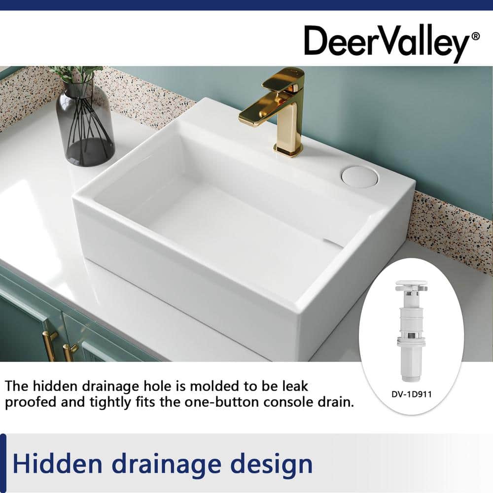 20.5'' White Ceramic Rectangular Vessel Bathroom Sink