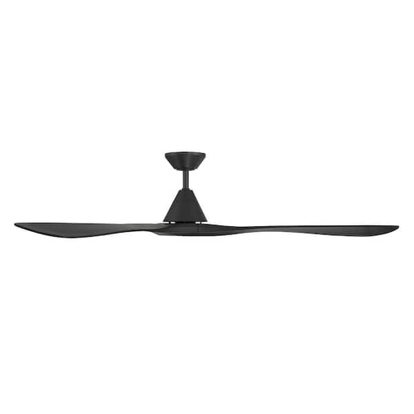 Carve 72 in. Smart Indoor/Outdoor Matte Black Standard Ceiling Fan and Remote