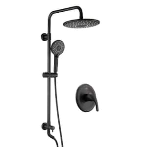 3-Spray Patterns 9 in.Wall-Mounted Shower System with Sliding Bar in Matte Black