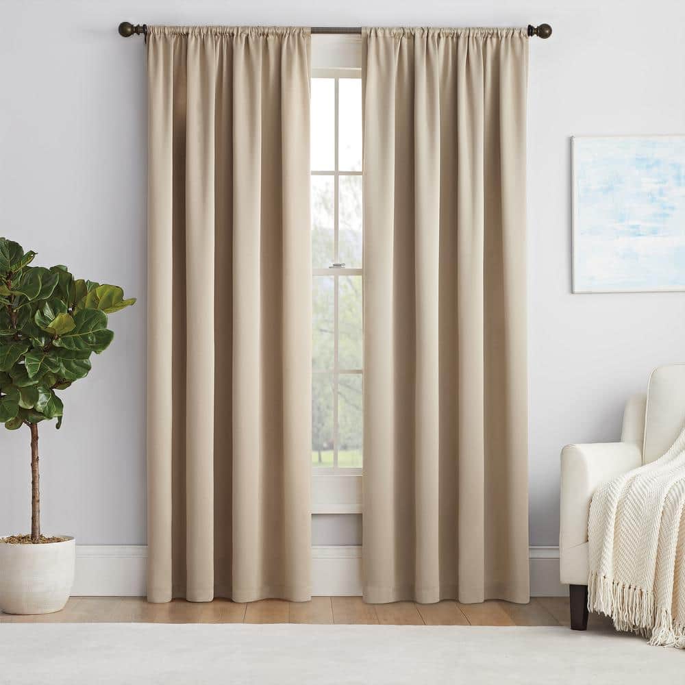 Taupe Polyester Room-Darkening Curtain Panel 54" x 84"