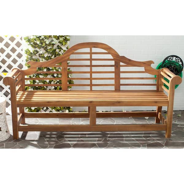 Khara 76.8 in. 3-Person Natural Brown Acacia Wood Outdoor Bench