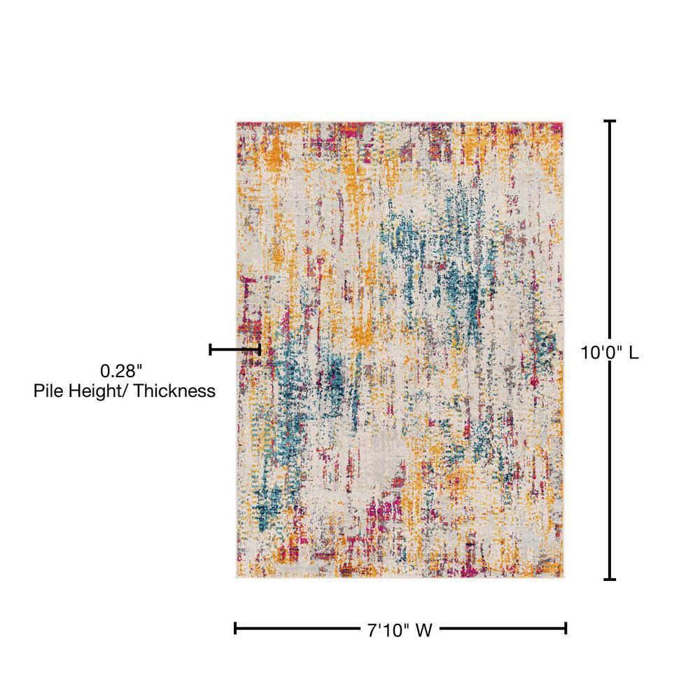 Modern Abstract Blue Synthetic 7'10" x 10' Area Rug
