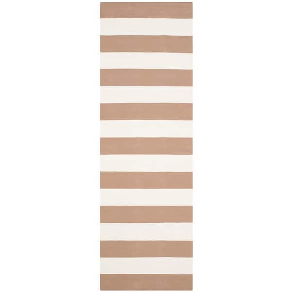 SAFAVIEH Montauk Sand/Ivory 2 ft. x 7 ft. Striped Runner Rug