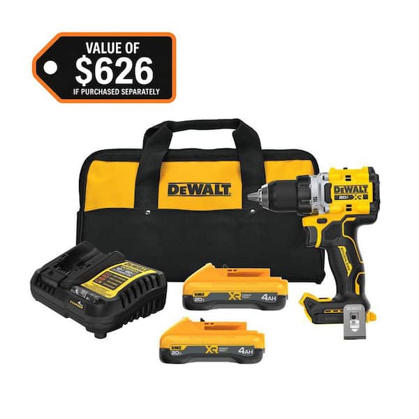 20V XR Lithium-Ion Cordless Brushless 1/2 in. Drill/Driver Kit with (2) 4.0 Ah Batteries and Charger