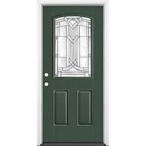 36 in. x 80 in. Chatham Camber 1/2 Lite Right-Hand Painted Smooth Fiberglass Prehung Front Door w/ Brickmold,Vinyl Frame