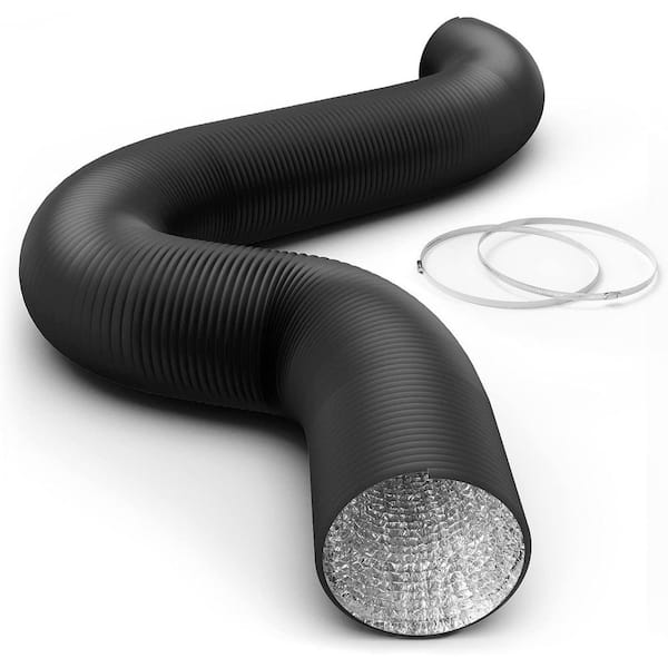 10 Inch 25 Feet Aluminum Dryer Vent Ducting with 2 Clamps Black