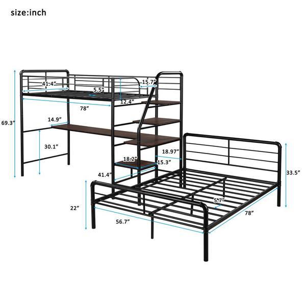 Black Twin Over Full Loft Bed, Ikea Tromso Loft Bed With Desk