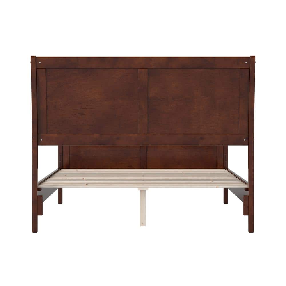 Valencia Full Walnut Wood Sleigh Platform Bed with Headboard