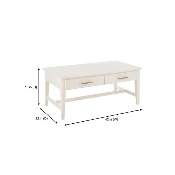 Home Decorators Collection - Bellamy 42 in. Ivory Large Rectangle Wood Coffee Table with 2-Drawers