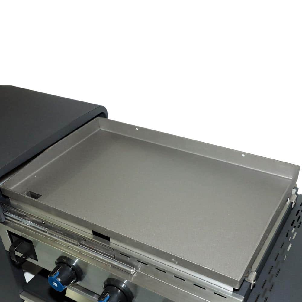 Black Stainless Steel 3-Burner Propane Gas Grill with Fixed Shelves