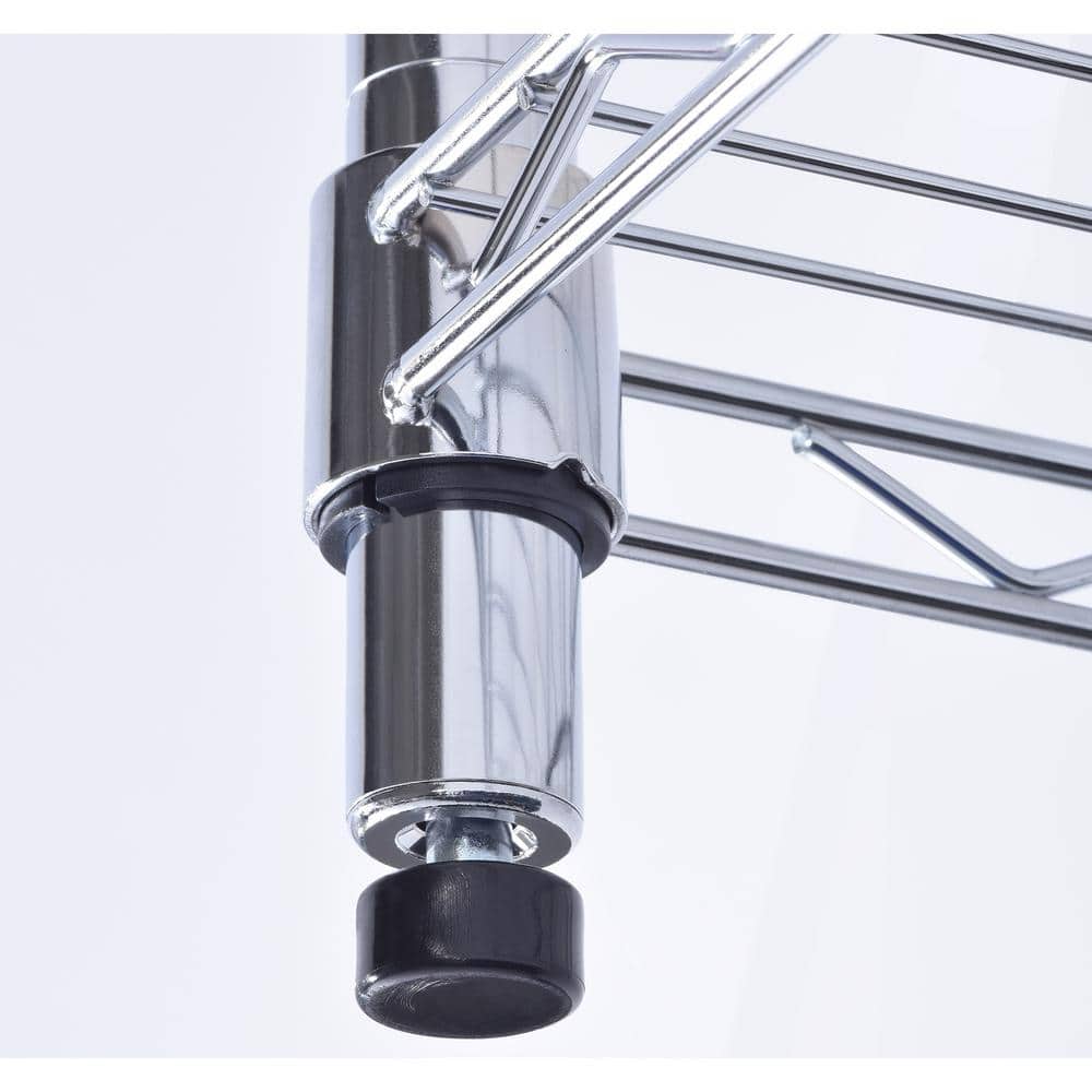 Adjustable Chrome 5-Tier Wire Shelving Unit for Kitchen and Garage
