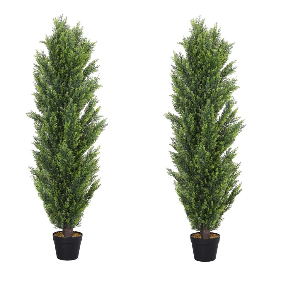 59 in. Green Artificial Cedar Tree in Pot