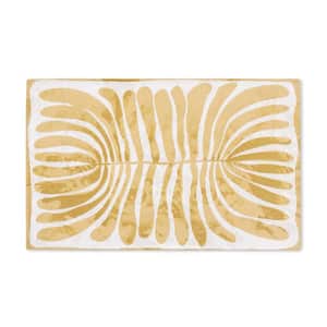 Luxe Livie Matisse Cutout Gold 24 in. x 40 in. Machine Washable Kitchen Mat