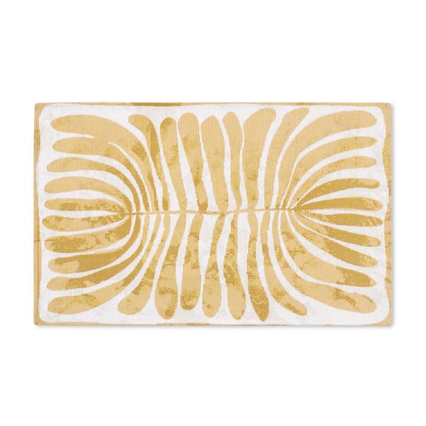 TOWN & COUNTRY LIVING Luxe Livie Matisse Cutout Gold 24 in. x 40 in. Machine Washable Kitchen Mat