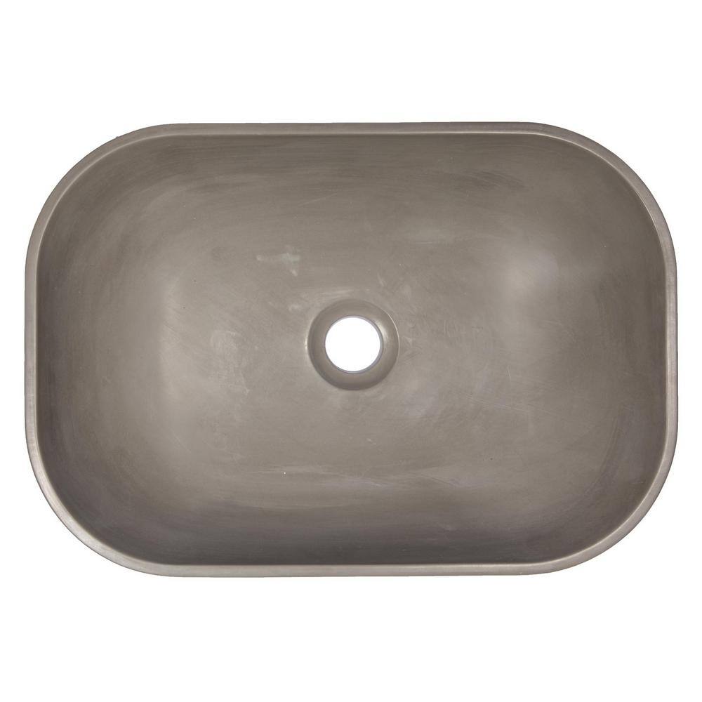 Dark Gray Concrete Rectangular Vessel Sink with Rounded Corners