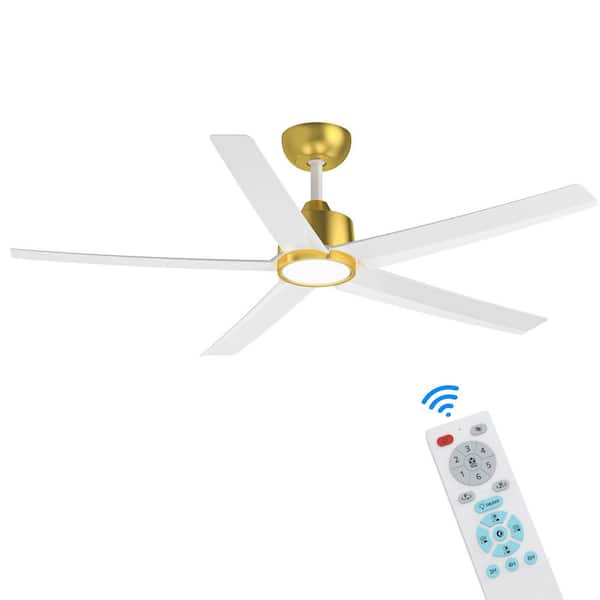 52 in. Indoor, Outdoor White LED Ceiling Fan with Remote, Reversible Quiet DC Motor and 5 Blades 3 CCT Light
