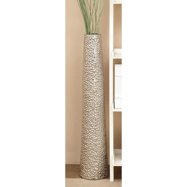 Litton Lane Silver Tall Ceramic Decorative Vase with Bubble