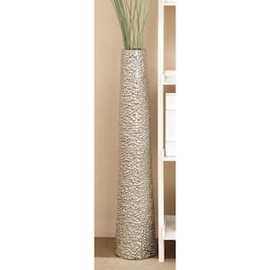 Silver Tall Ceramic Decorative Vase with Bubble Texture