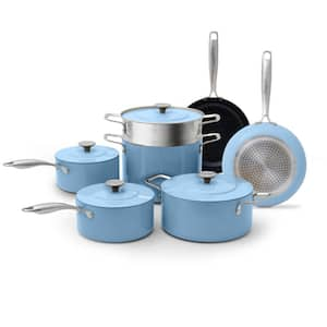 11-Piece Duralon Blue Premium Non-Stick Cookware Set in Poppy Blue