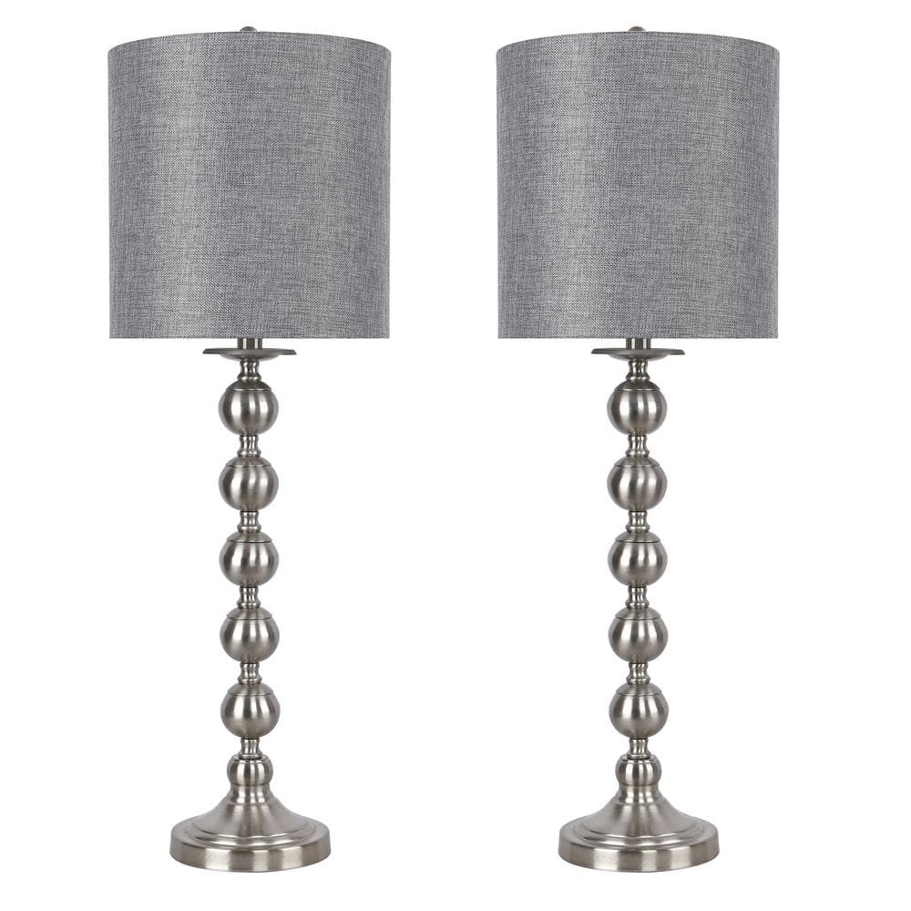 GRANDVIEW GALLERY 31.5 in. Brushed Nickel Table Lamps Featuring Stacked
