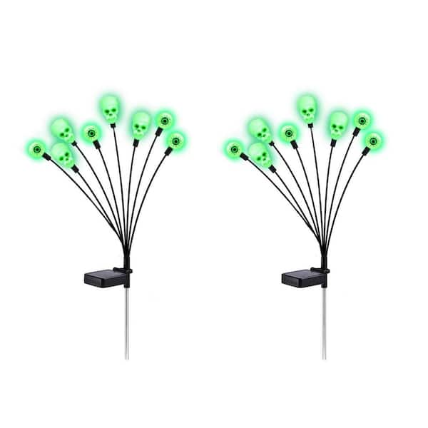 Angel Sar IP65 Waterproof Scary Halloween Solar Eyeball Lights in Green for Garden, Yard, Patio, Lawn and Pathway (2-Pack)